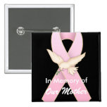 Pink Ribbon with Dove ~ Customisable Button