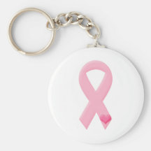 Pink Ribbon with Heart Keychains