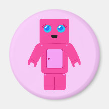 Pink Robot Refrigerator Magnets