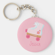 Pink Rollerskates Keychain