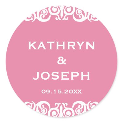 Scroll Wedding on Pink Romance Victorian Scroll Wedding Favour Label Zazzle Com Au