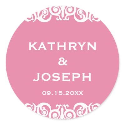 Scroll Wedding on Pink Romance Victorian Scroll Wedding Favour Label   Zazzle Com Au