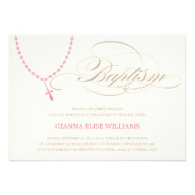 PINK ROSARY BEADS | BAPTISM INVITATION