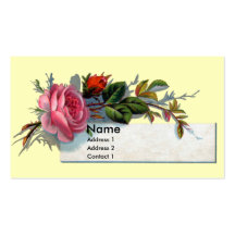 Pink Rose and Bud Victorian Business Cards