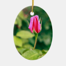 Pink rose bud christmas tree ornaments