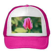 Pink rose bud mesh hat