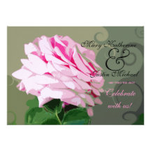 Pink Rose Engagement Party Custom Invitations