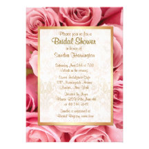 Pink Rose Floral Bridal Shower Invite