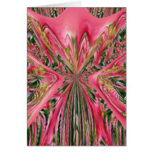 Pink Rose Fractal Art Blank Note Card