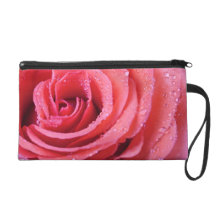 Pink Rose Petals With Water Drops. Macro Shot Wristlet Clutches