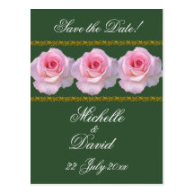 Pink Rose Save the Date Post Cards
