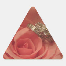 Pink rose with wedding rings stickers