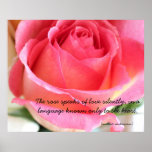 Pink Rosebud 2 Love Quote Poster