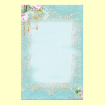 Pink Roses and Lace Stationery stationery