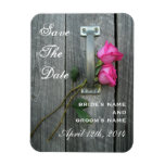 Pink Roses & Barnwood Save The Date Magnet