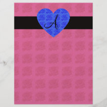 Pink roses monogram blue roses personalized flyer