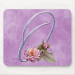 Pink Roses Monogram O Mousemat