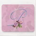 Pink Roses Monogram P Mouse Pads