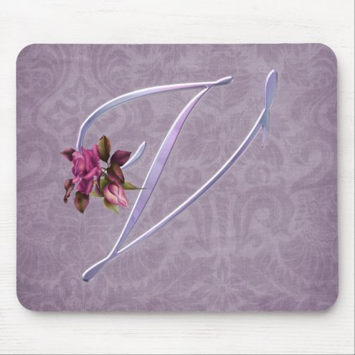 Pink Roses Monogram V Mouse Mat