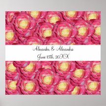 Pink roses wedding favours posters