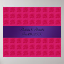 Pink roses wedding favours posters
