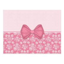 Pink Roses with Bow Postcard
