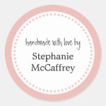 Pink rosette handmade custom label party favour stickers