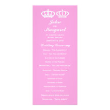 Pink Royal Couple Wedding Program Rack Card