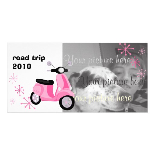 Pink Scooter Personalized Photo Card