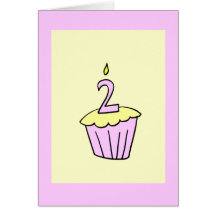 Pink Second Birthday Cupcake Card