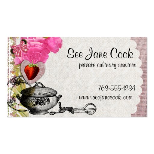 Pink shabby chic cooking eggbeater business cards