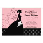 Pink Silhouette Bride Bridal Shower Invite