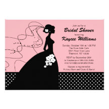 Pink Silhouette Bride Bridal Shower Invite