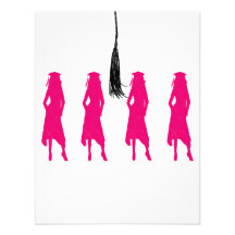 Pink Silhouettes Tassle Graduation Party Invite