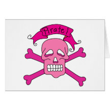 Pink Skull and Crossbones T-shirts and Gifts Greeting Card
