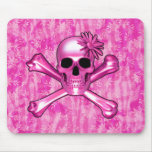 Pink Skull and Flower Mouse Pad