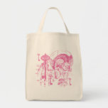 Pink Skull and Key Collage Canvas Bags