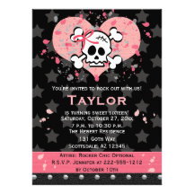 Pink Skull Birthday Invitations