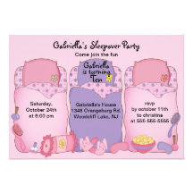 Pink Slumber Birthday Party Personalised Invites