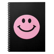 pink smiley face notebook