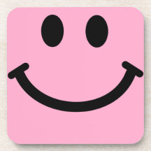 Pink Smiley Face Square Coaster
