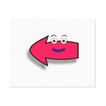 Pink Smiling Left Arrow Stretched Canvas Prints