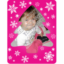 Pink Snowflakes Christmas Tree Photo Ornament Photo Cut Outs
