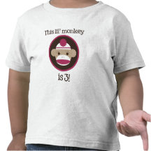 Pink Sock Monkey: Third Birthday T Shirts
