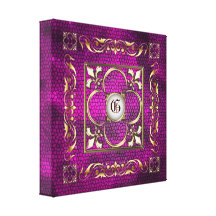 Pink Stained Glass Monogram Fleur De Lis Canvas Canvas Prints