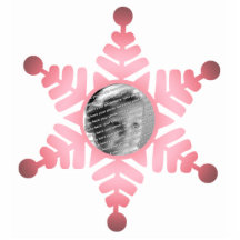 Pink Star Snowflake Photo Christmas Ornament Cut Outs