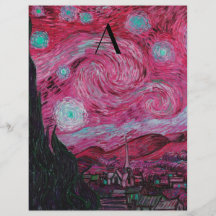 Pink Starry night monogram Flyer Design