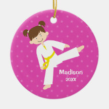 Pink Stars Taekwondo Karate Girl Personalised Ornament