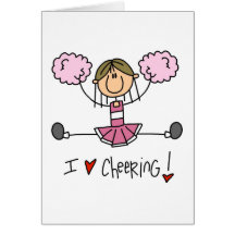 Pink Stick Figure Cheerleader T-shirts and Gifts Card