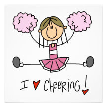 Pink Stick Figure Cheerleader T-shirts and Gifts Custom Invitations